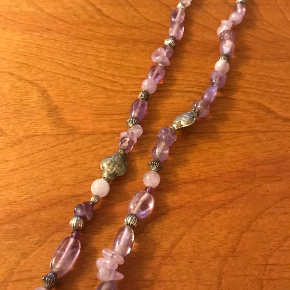 Vintage Amethyst Necklace w/ Silver Colored Accent - Picture 6 of 7